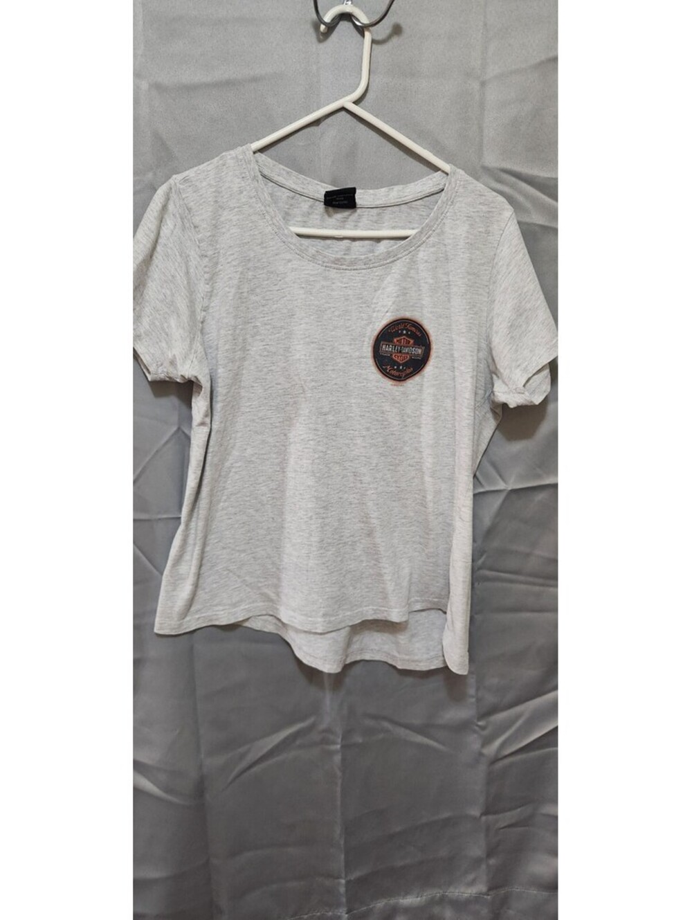 Harley-Davidson Women's 2XL Grey Heather Scoop Neck Tee Timms Augusta GA Hem